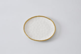 Pampa Bay Dishware Plate, 6 x 6, White with Gold Beading