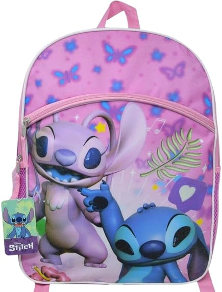 Disney Stitch & Angel 16" Backpack with 1 front pocket