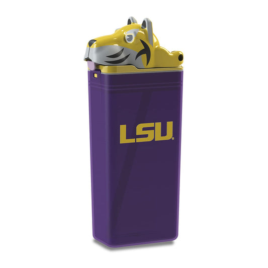 FUNTOPS Reusable Water Bottle | Officially Licensed NCAA Sports Bottle | BPA Free | Dishwasher Safe | Tiger Mike Mascot | 12 oz Drink in the Box - Lousiana State University