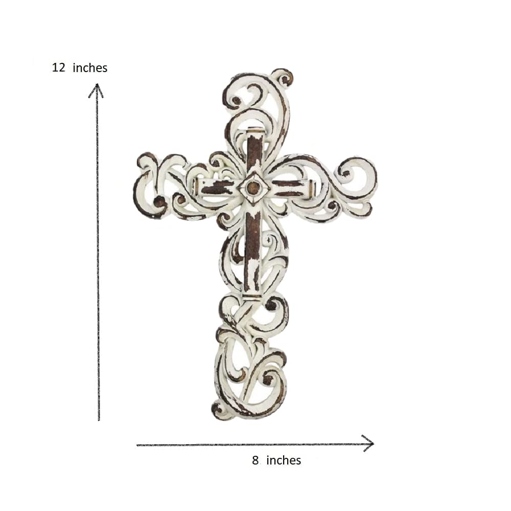 Comfy Hour Cross Wall Hanging, White Wall Cross Decor