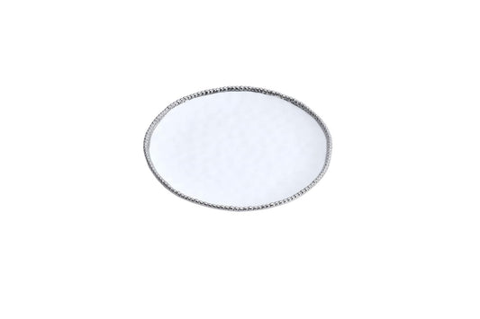 Pampa Bay Porcelain Round Dinner Plate White with Silver Trim (1)