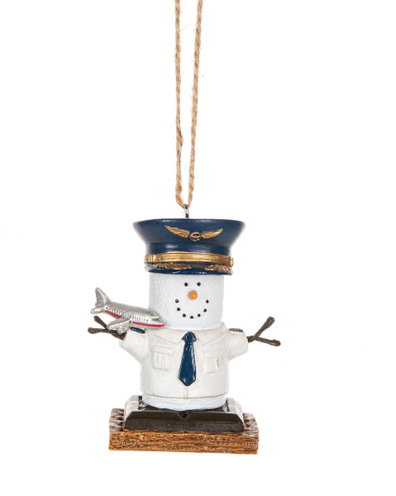 Ganz Smores Airplane Captain Snowman Plastic Holiday Christmas Ornament