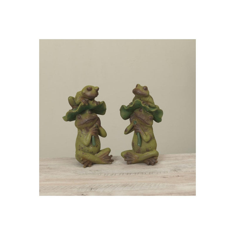 Gerson Company 10.8" H Resin Frog Mother W/Baby, 2 Assorted