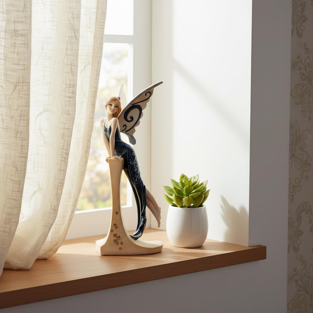 Comfy Hour The Standing Fairy Figurine Black Dress 7" Figurine, Fairyland Collection, Stone Resin