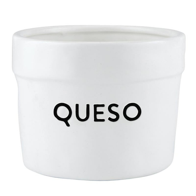 Santa Barbara Design Studio Serving Bowls Taco Night Ceramic Bowl, Small, White - Queso