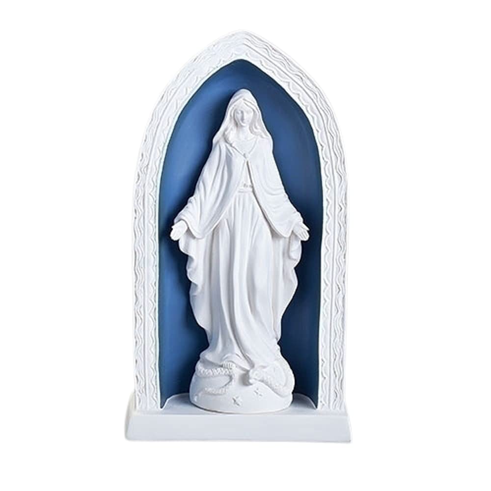 Roman 21657 Della Robbia Our Lady of Grace Statue, 10.25-inch Height, Resin and Stone Mix