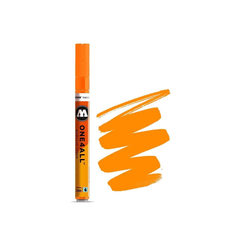 MOLOTOW ONE4ALL Acrylic Paint Marker, 2mm, Neon Orange Fluorescent, 1 Each (127.230)