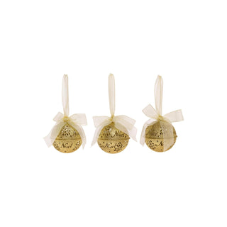 Boston International Hanging Ornament, 3-Inches, Gold Glitter Ball With Bells