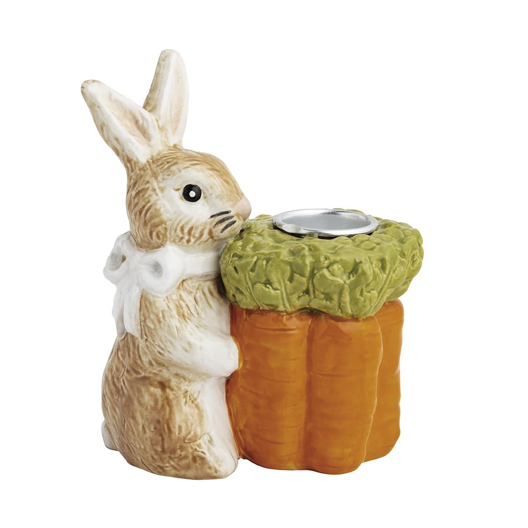 Mud Pie Candle Holder, 4" x 3" dia, Orange