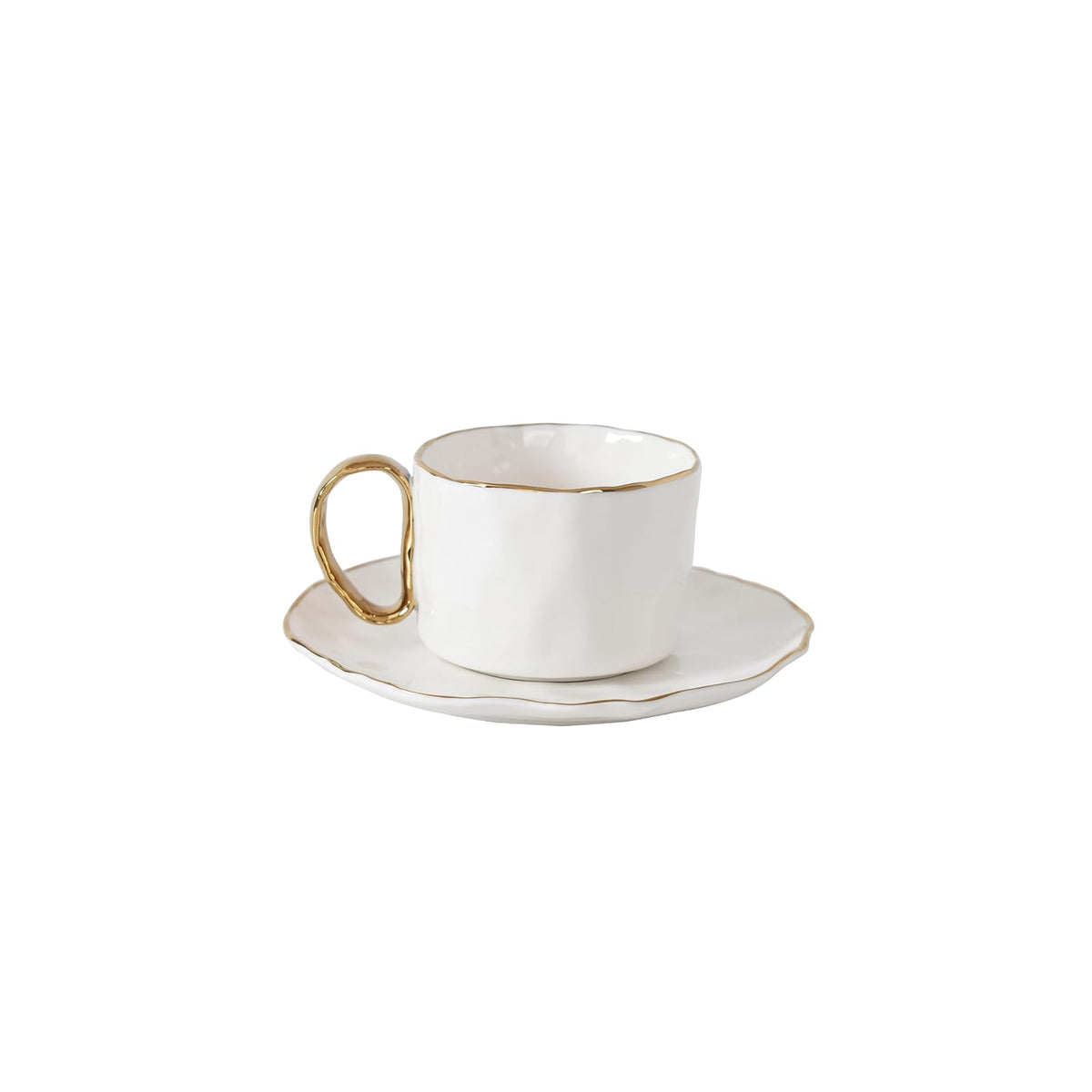 Pampa Bay Dishware Bowl, 6 × 6 × 2 in, White and Gold