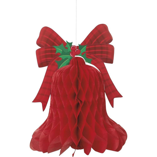 Unique Industries 15" Hanging Honeycomb Red Bell Holiday Decoration
