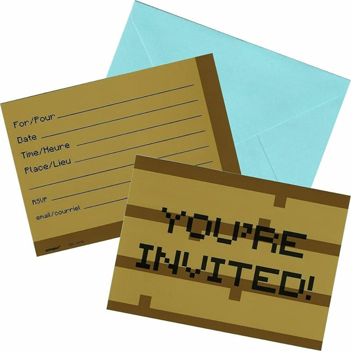 Unique Industries Unique Minecraft Party Invitations-8 Pcs, 5.38" X 3.82", Multicolor