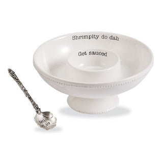 Mud Pie Shrimp Cocktail Serving Dish Set, 4 inch, White, Dolomite
