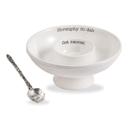 Mud Pie Shrimp Cocktail Serving Dish Set, 4 inch, White, Dolomite