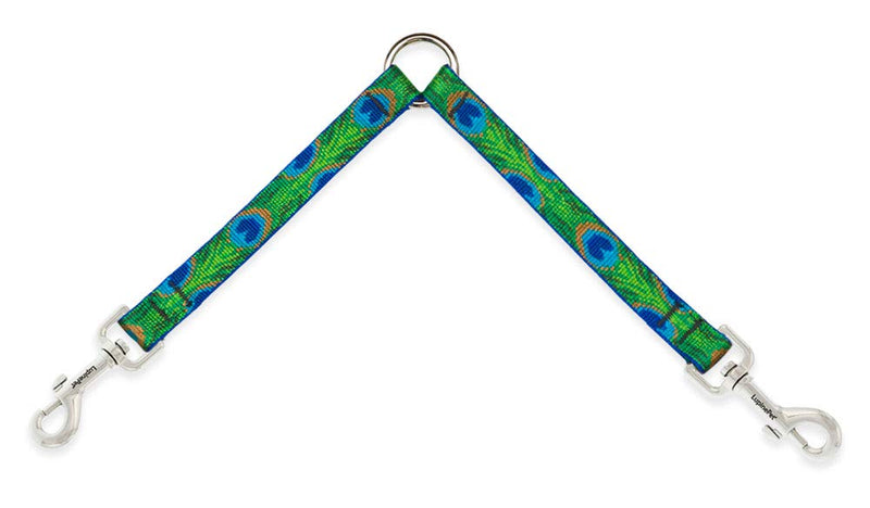 Coupler for Walking Two Medium or Larger Dogs Together, 3/4" Wide Tail Feathers Design by Lupine, 24" Long