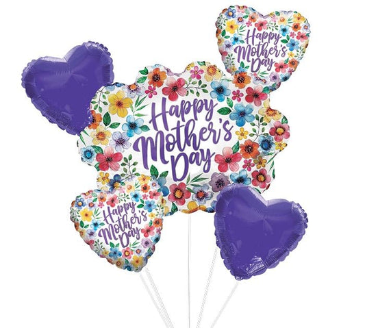 burton + BURTON Happy Mother's Day Balloon Bouquet, 11.5-inch Length, Purple, Party Event Accessories