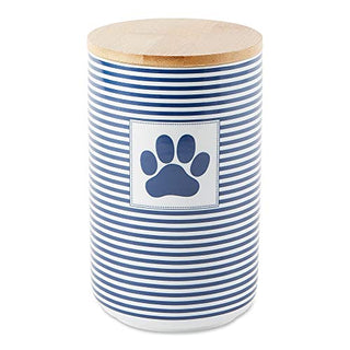 Bone Dry Paw & Patch Ceramic Pet Collection, Treat Canister, 4x6.5, Nautical Blue