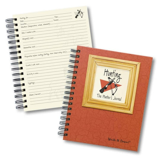 Journals Unlimited Write It Down Hunting, The Hunter's Journal - Pumpkin Hard Cover (prompts on Every Page, Recycled Paper, Read More.)