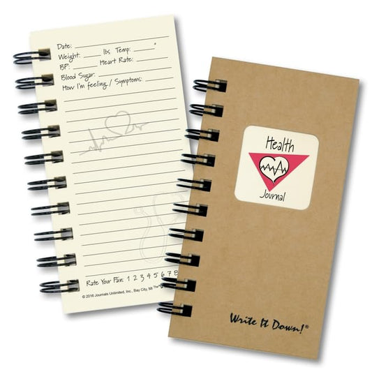 Write It Down series by Journals Unlimited, Guided Journal, Health Journal, Mini-Size 3”x5.5”, Kraft Hard Cover, Made in USA