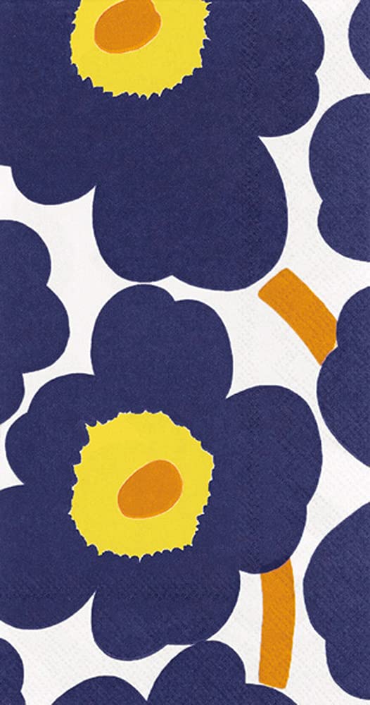 Boston International IHR Marimekko 3-Ply Guest Towel Buffet Paper Napkins, 8.5 x 4.5-Inches, Unikko Dark Blue