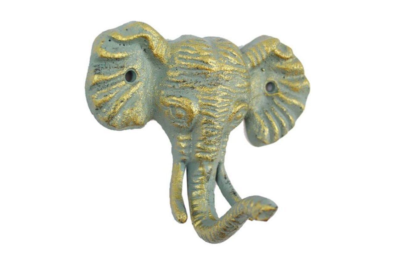 Hampton Iron Handcrafted Model Ships Antique Seaworn Bronze Cast Iron Elephant Hook 5" - Iron Wall Hook - Decorative