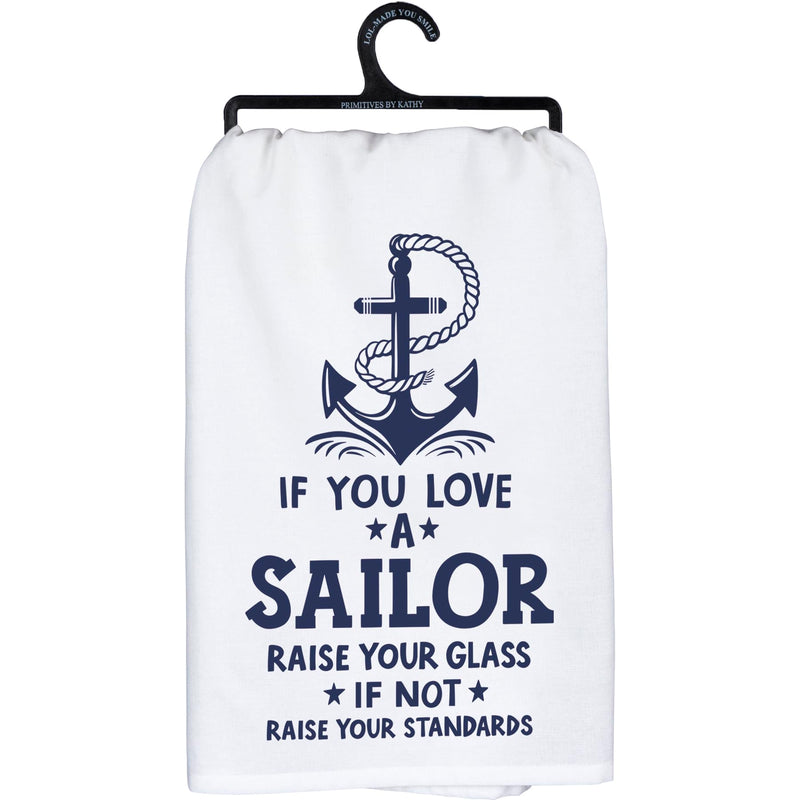 Primitives by Kathy 107834 Love a Sailor Dish Towel, 28-inch Square
