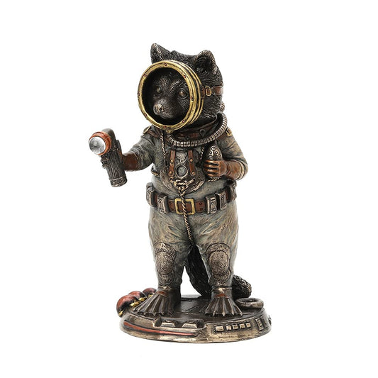 Unicorn Studio Veronese Design 5 1/4" Raccoon Frogman Cadet Steampunk Resin Sculpture Handpainted Animal Collectible Figurines Military Gift
