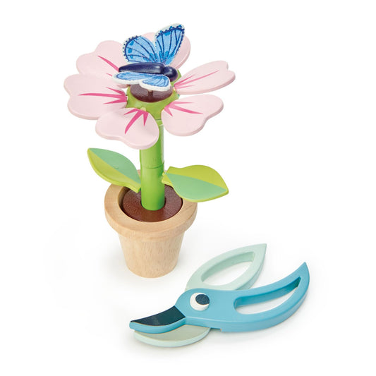 Tender Leaf Toys - Blossom Flowerpot Set - Indoor Garden Pretend Play Wooden Toy with Removable Leaves and Petals - Educational, Creative and Basic Life Learning Skills Fun for Children 3+