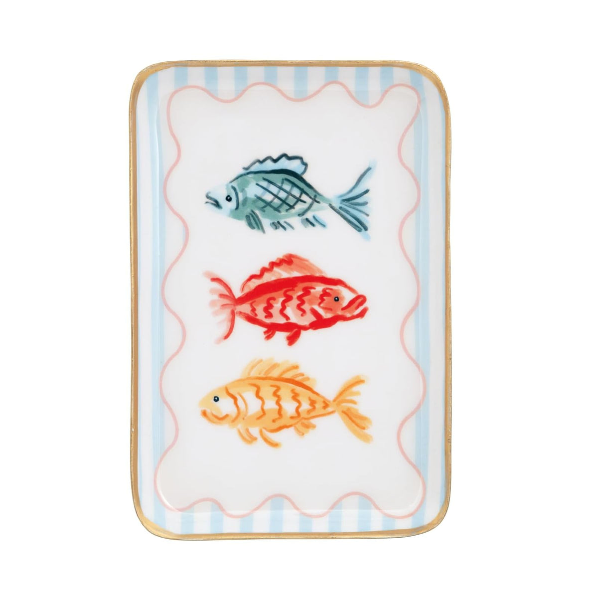 Mud Pie Tray, 6" x 4" x 0.5", Blue Fish