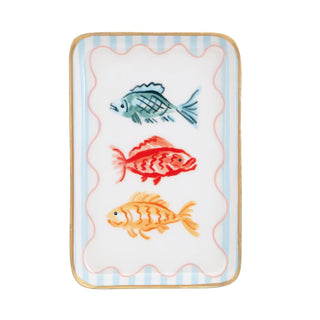 Mud Pie Tray, 6" x 4" x 0.5", Blue Fish
