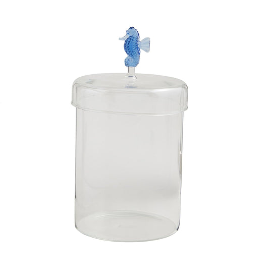 Mud Pie Food Storage Container, 4.5" x 3.5" dia, Seashorse