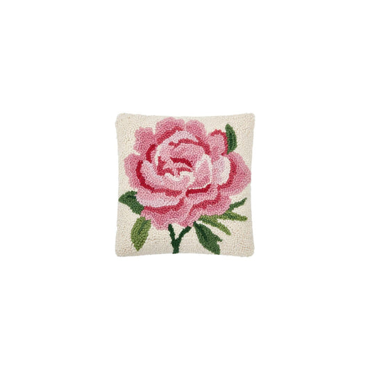 Peking Handicraft Pillow, 10 X 10 Inches, Pink, White