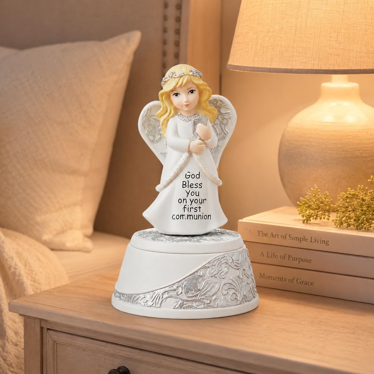 Comfy Hour 5.5 Inch First Communion Gifts, Angel Figurine Keepsake Box