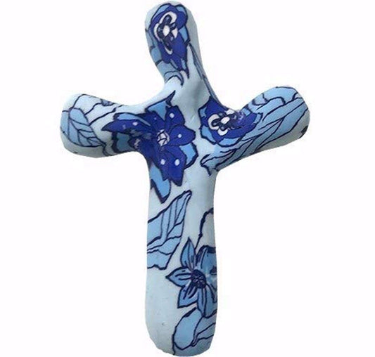 Calypso Studios by First & Main 3" Blue Garden Comforting Clay Pocket Cross