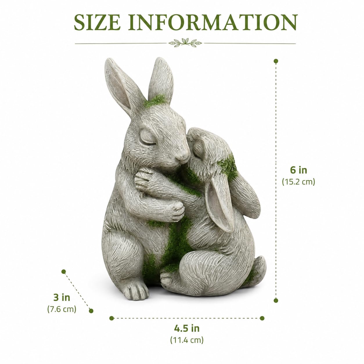 Comfy Hour 6 Inch Bunny Statue, Embracing Rabbit Garden Decor