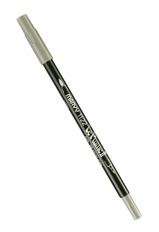 Uchida Marvy Extra Fine Tip Le Plume II Double Ender Marker Pen Art Supplies, Silver Grey