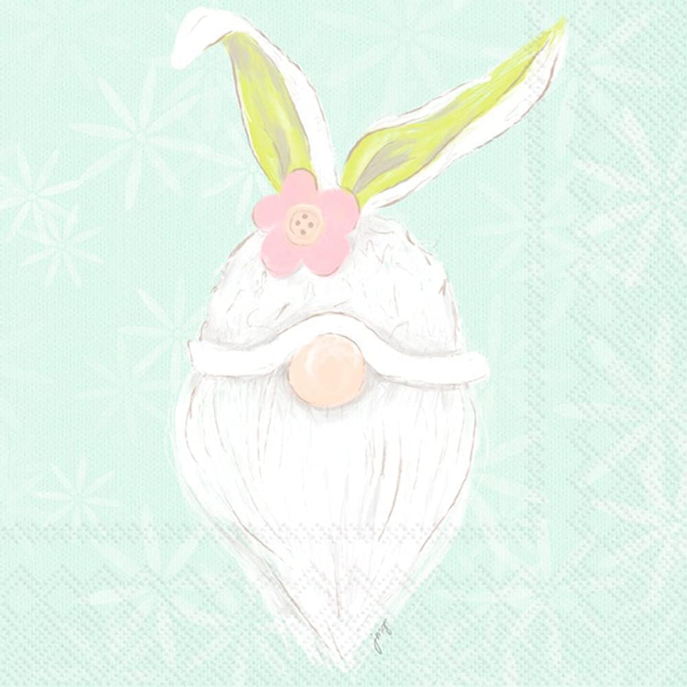 Boston International IHR 3-Ply Paper Napkins, 20-Count Cocktail Size, Bunny Gnome