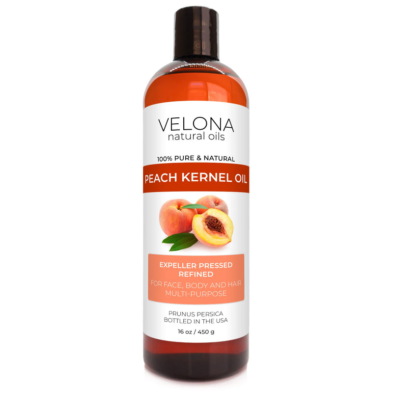 velona Peach Kernel Oil 16 oz | 100% Pure and Natural Carrier Oil | Refined, Cold pressed | Cooking, Skin, Hair, Body & Face Moisturizing | Use Today - Enjoy Results