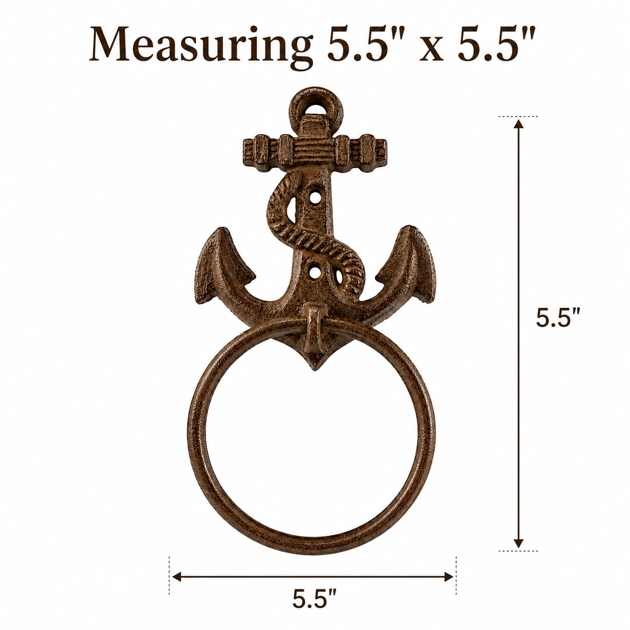 Comfy Hour 5.5 Inch Anchor Towel Ring, Nautical Towel Holder, Set of 1