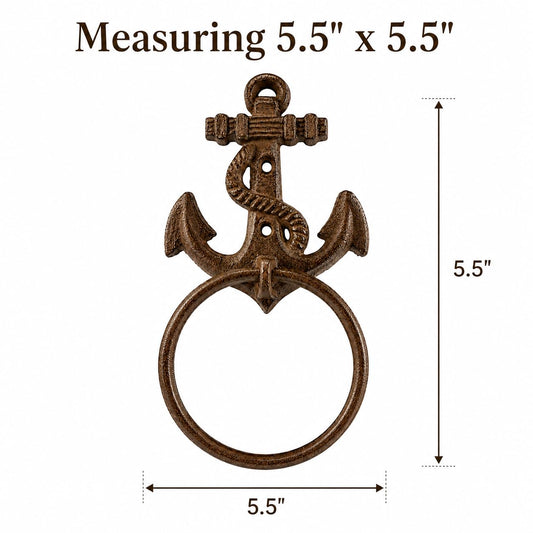 Comfy Hour 5.5 Inch Anchor Towel Ring, Nautical Towel Holder, Set of 1