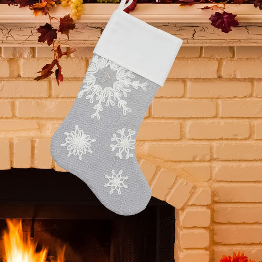 Comfy Hour Let It Snow Collection 13" x 72" Winter Christmas Snowflake Design Christmas Stocking, Polyester