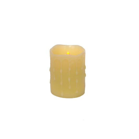 Melrose International LED Wax Dripping Pillar 3 by 4-Inch Candle