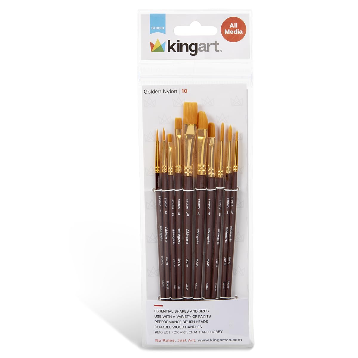 KINGART Value Pack All-Purpose Art, Craft & Hobby Paint Brushes, Set of 10