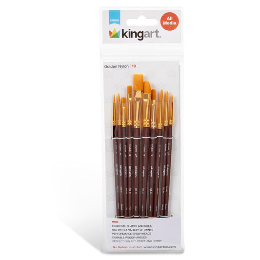 KINGART Value Pack All-Purpose Art, Craft & Hobby Paint Brushes, Set of 10