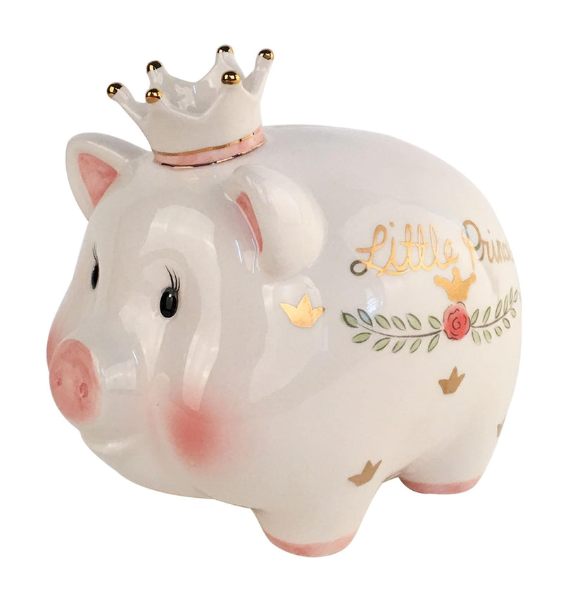 Blue Sky Clayworks Princess Piggy Bank, 7.75-inch Length, Multicolor, Female, Gift, Birthday, Tabletops