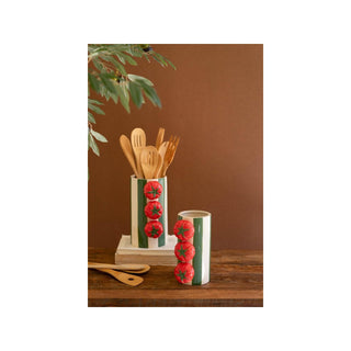 Kalalou Vase, 7 inches, Green, Red