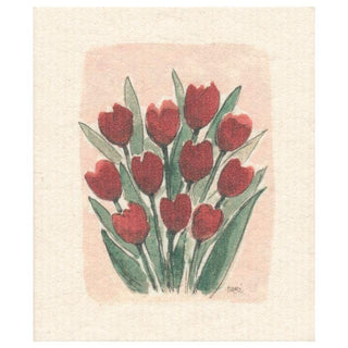 More Joy - Sari's Artwork - Washing Up Sponge Dishcloth - Eco Washing Up Sponge - Red Tulips / Red Tulips