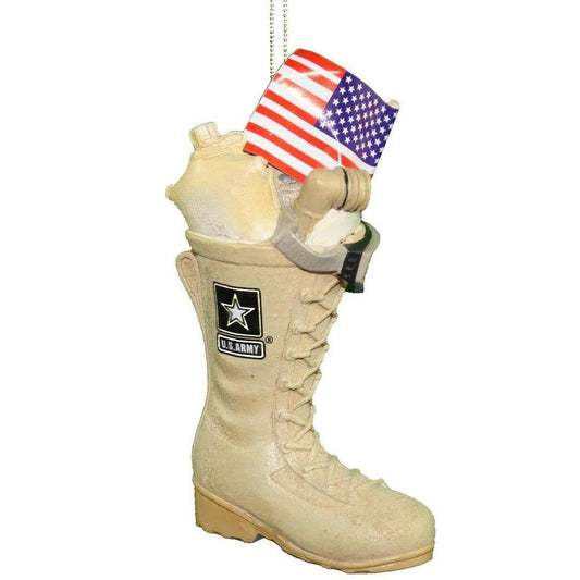 Kurt Adler U.S. Army Boot with U.S.A Flag and Icons Christmas Ornament
