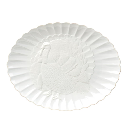 Lenox French Perle Carved Turkey Platter, 6.39, White