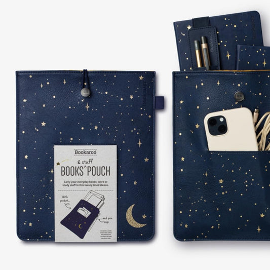 IF Moon & Stars - Bookaroo Books Stuff Pouch, Dark Blue/Gold